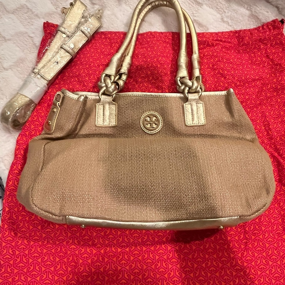 Tory Burch Raffia Tatum Tote